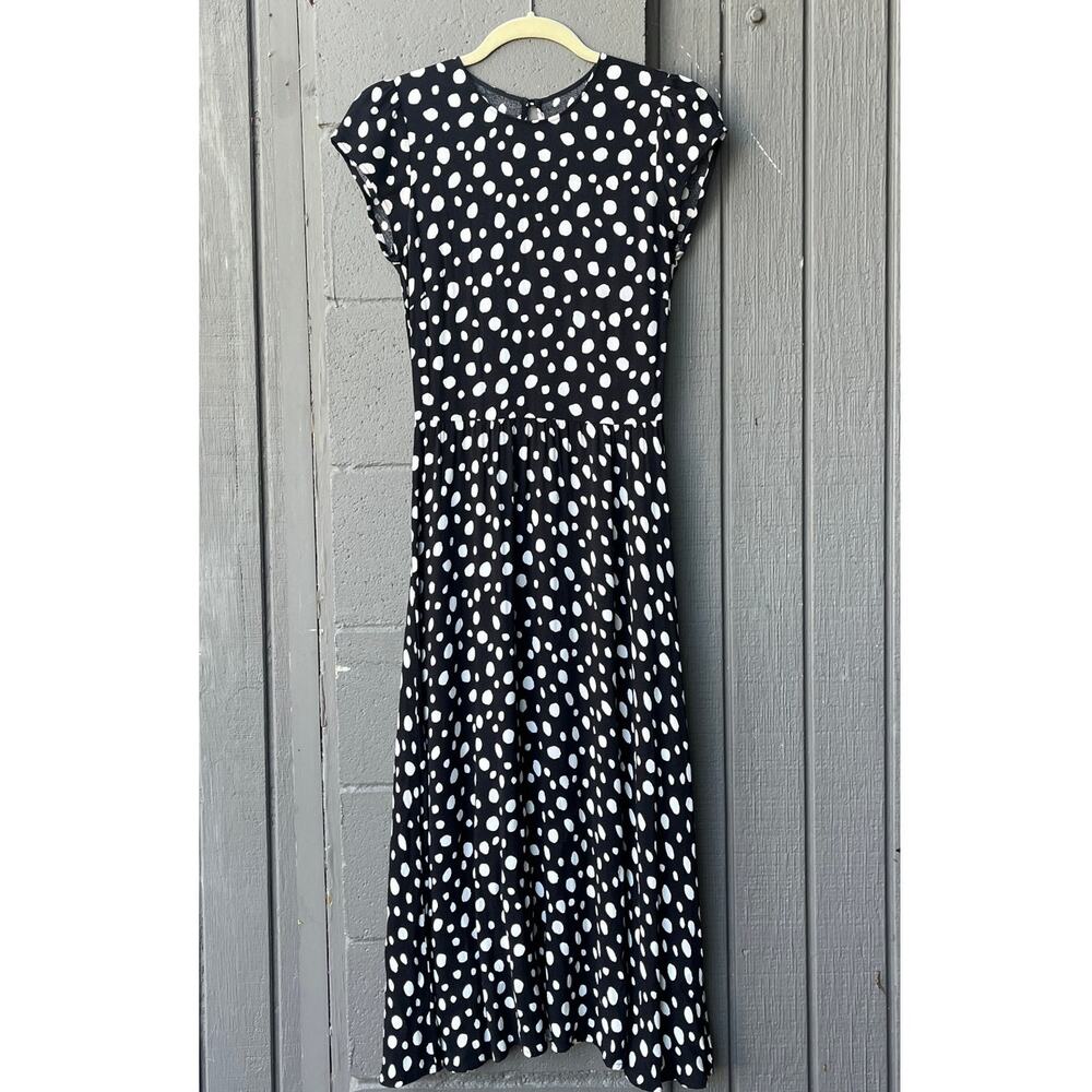 Reformation black & ivory polka dot midi dress - Picture 2 of 8